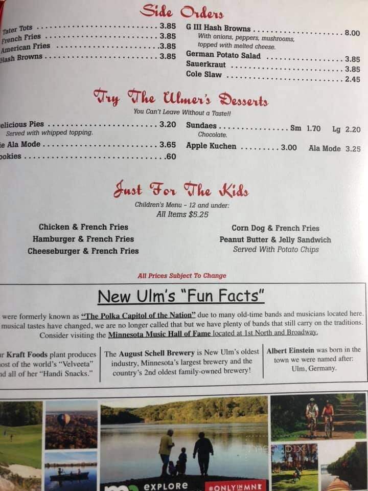 Ulmer Cafe - New Ulm, MN menu_pic
