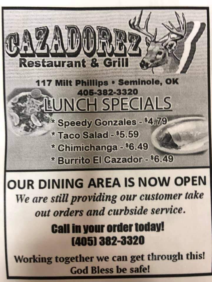 Cazadorez Mexican Restaurant - Seminole, OK menu_pic