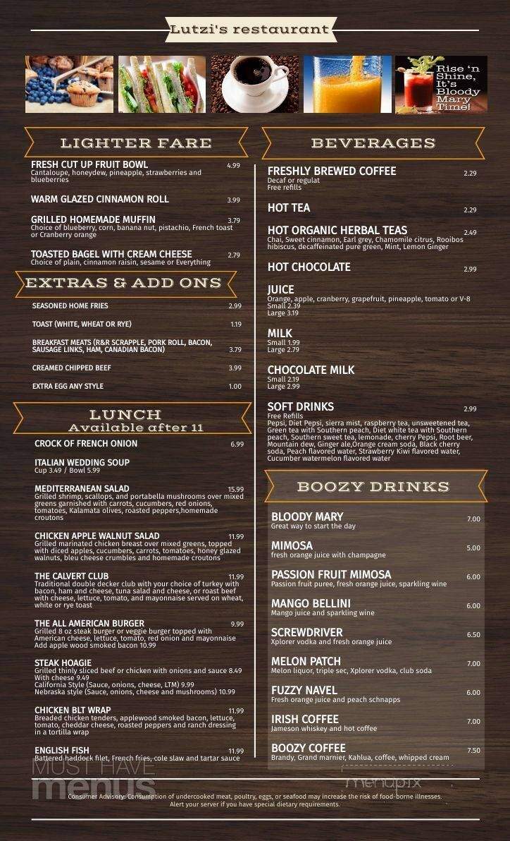 Lutzi's Courtyard Cafe - Easton, PA menu_pic