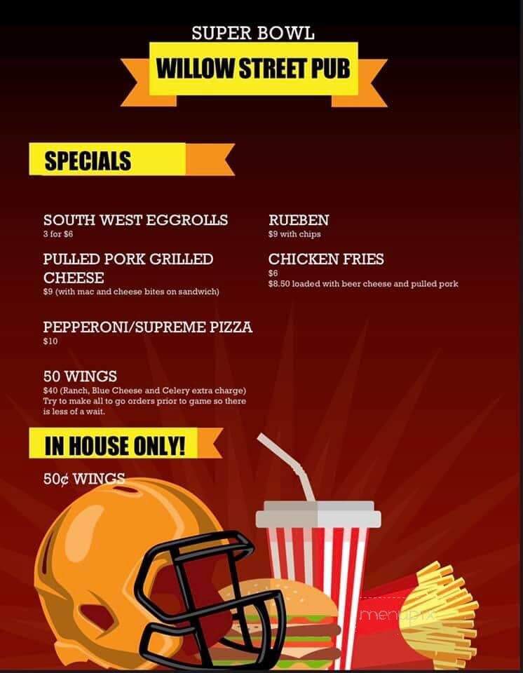 Willow Street Pub - Coplay, PA menu_pic