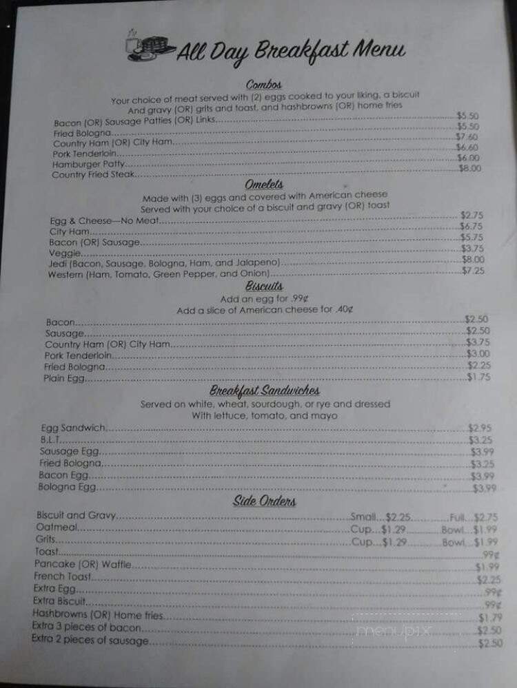 Sugar Shack - Niota, TN menu_pic