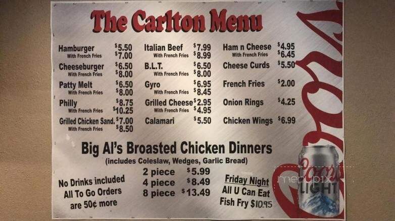 Carlton Restaurant & Lounge - Tomah, WI menu_pic