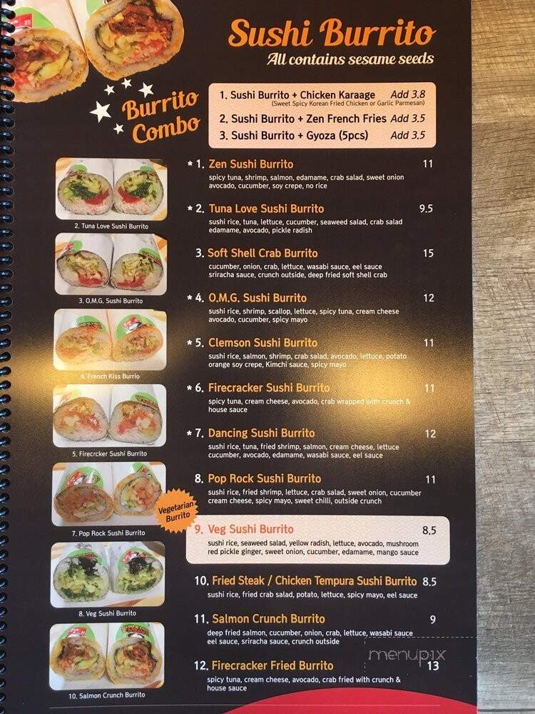 Zen Ramen and Sushi Burrito - Greenville, SC menu_pic