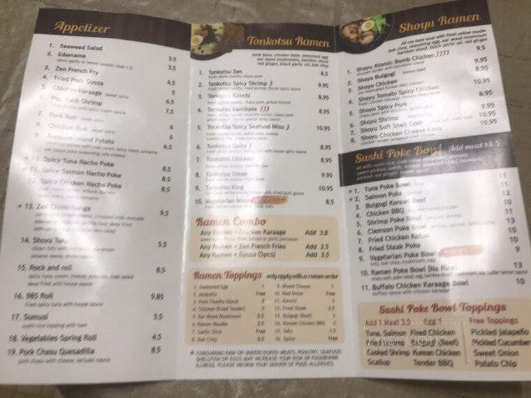 Zen Ramen and Sushi Burrito - Greenville, SC menu_pic