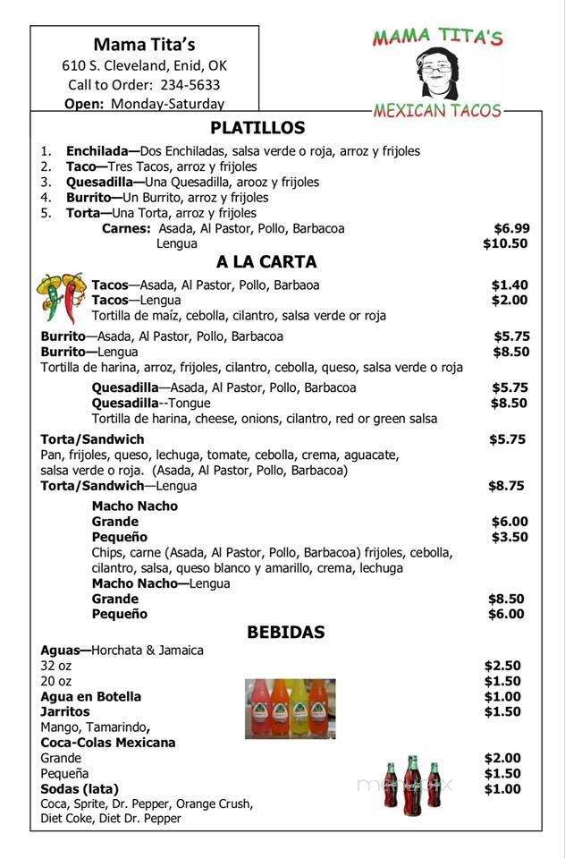 Mama Tita's Tacos - Enid, OK menu_pic