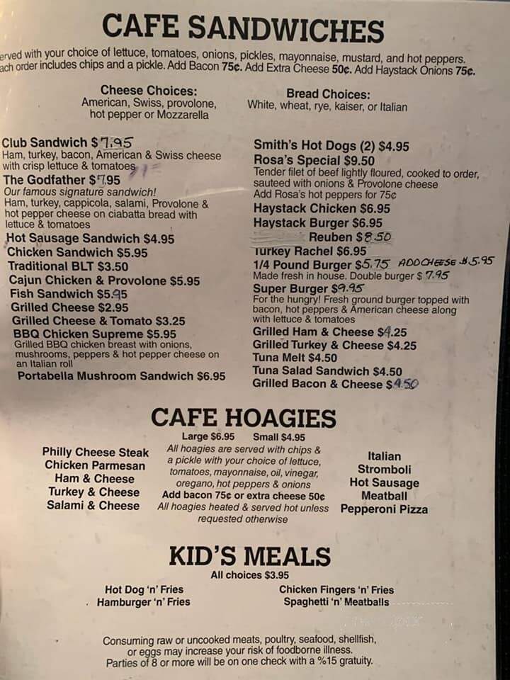 Aiello's Cafe Incorporated - Ridgway, PA menu_pic