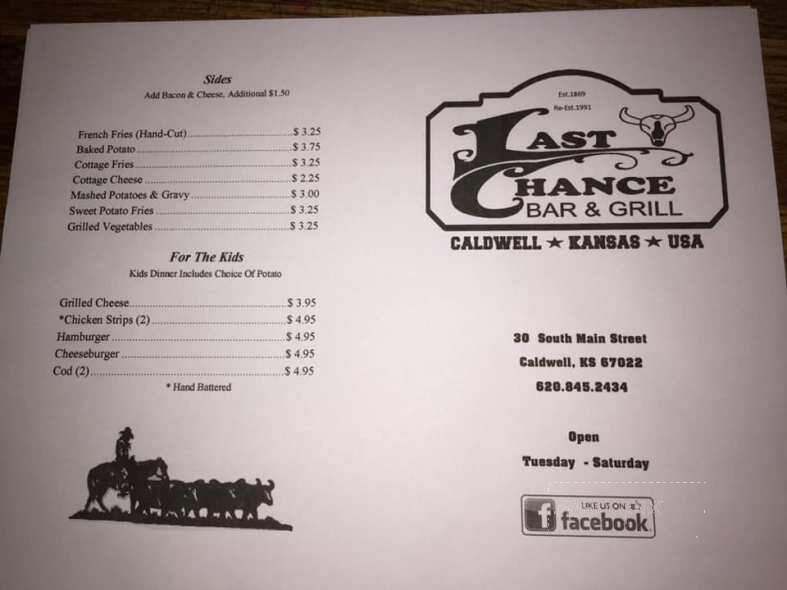 Last Chance Bar & Grill - Caldwell, KS menu_pic