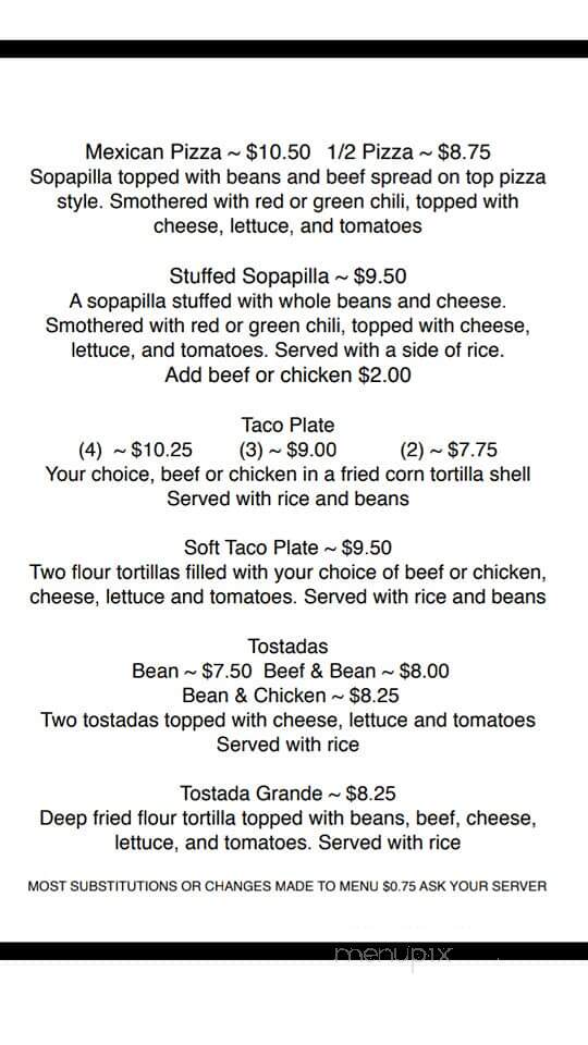 Menu of El Rancho Bar & Cafe in Trinidad, CO 81082