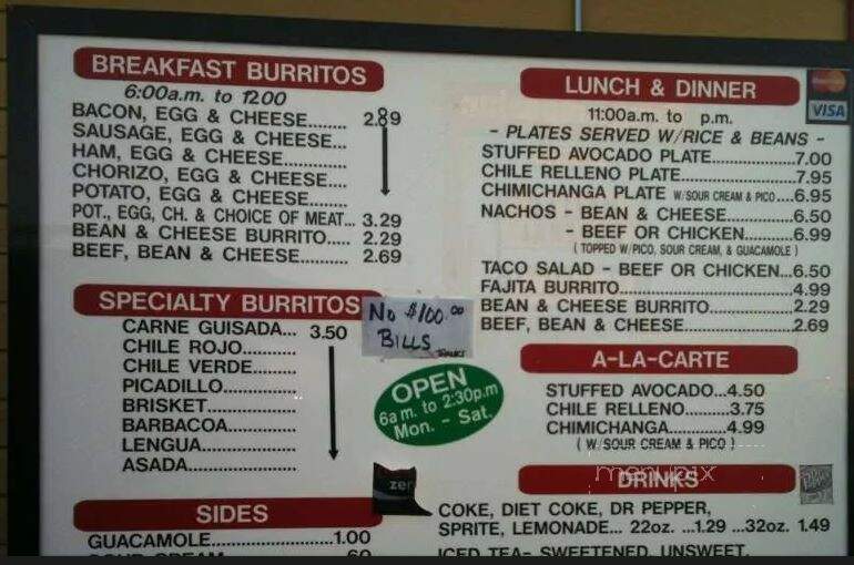 Oscar's Mi Familia Burritos - Amarillo, TX menu_pic