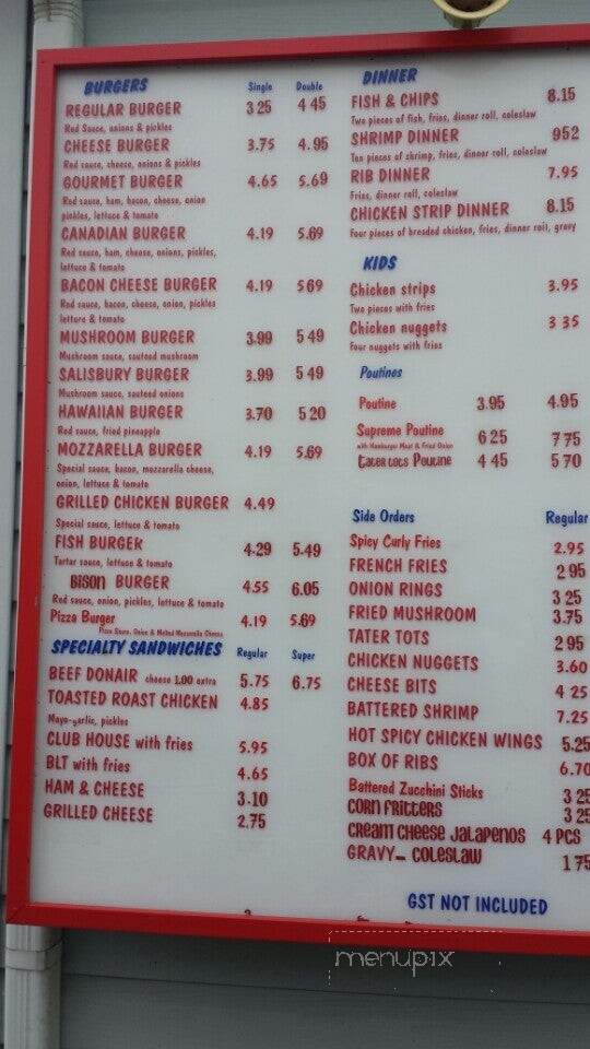 Sugar Shack - Devon, AB menu_pic