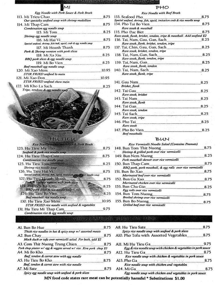 Trieu Chau Restaurant - Saint Paul, MN menu_pic