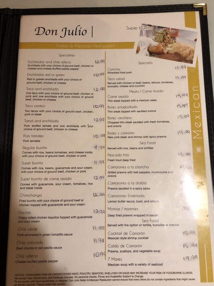 Restaurante Don Julio - Fallon, NV menu_pic