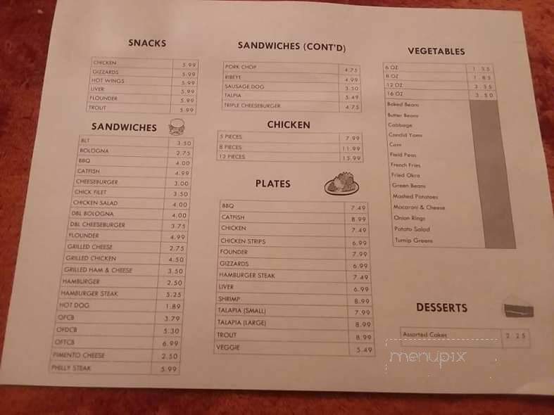 Village Dairy Bar & Grill - Louisburg, NC menu_pic
