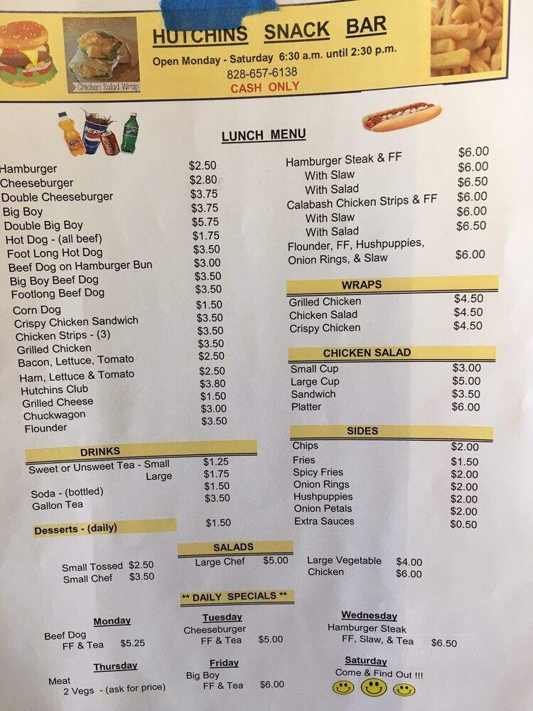 John Hutchins Snack Bar - Caroleen, NC menu_pic