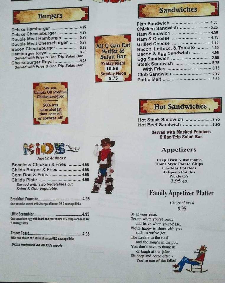 Hickory House Restaurant - Cleveland, OK menu_pic