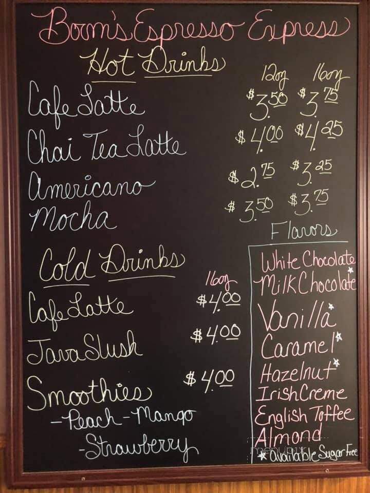 Boom's Restaurant - Parkston, SD menu_pic