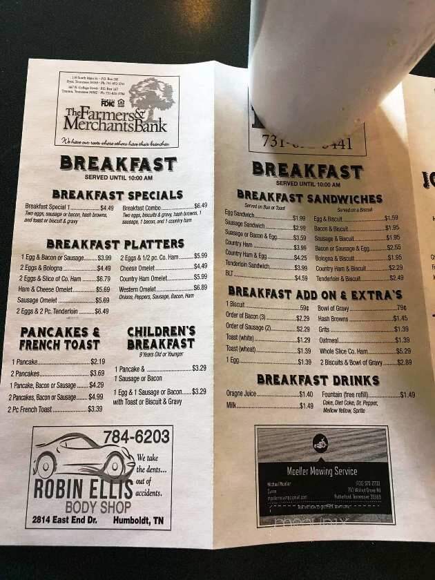 Joe Deana's Bypass Cafe - Dyer, TN menu_pic