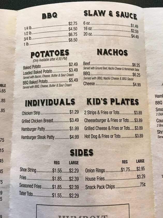 Joe Deana's Bypass Cafe - Dyer, TN menu_pic