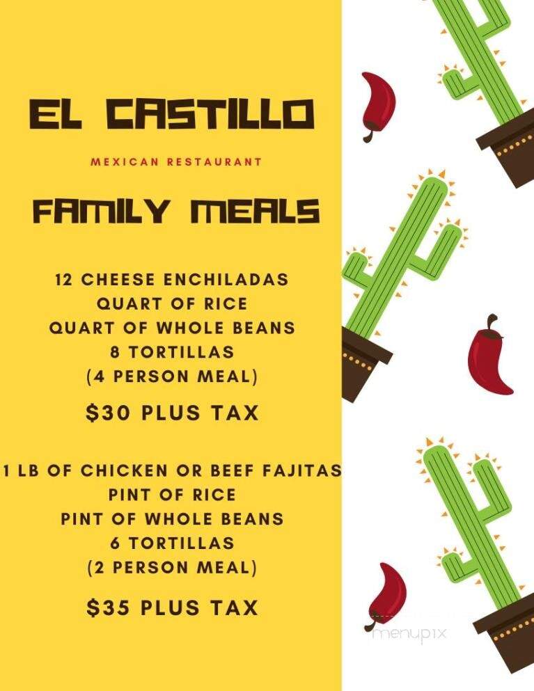 El Castillo Restaurante - Pleasanton, TX menu_pic