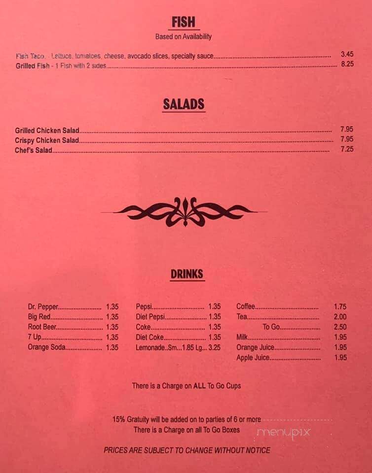 El Castillo Restaurante - Pleasanton, TX menu_pic