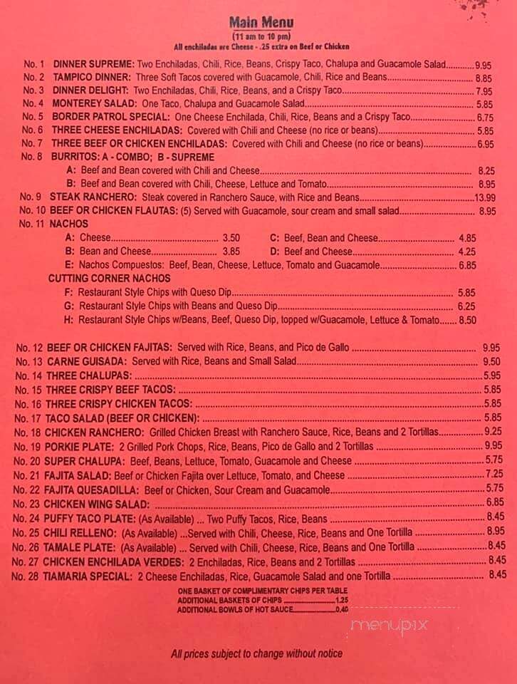 El Castillo Restaurante - Pleasanton, TX menu_pic