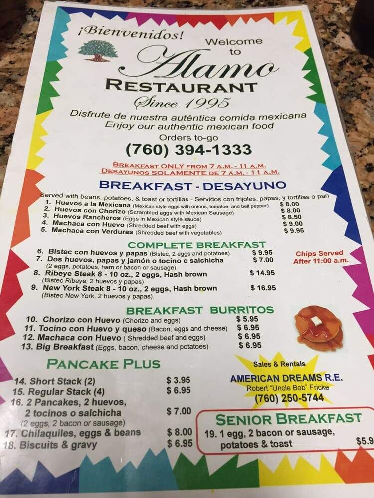 Alamo Restaurant - Thermal, CA menu_pic