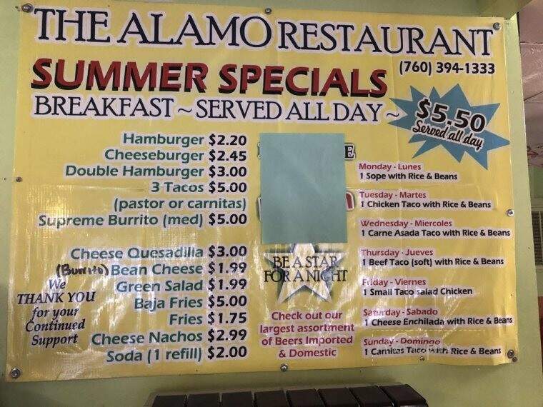 Alamo Restaurant - Thermal, CA menu_pic