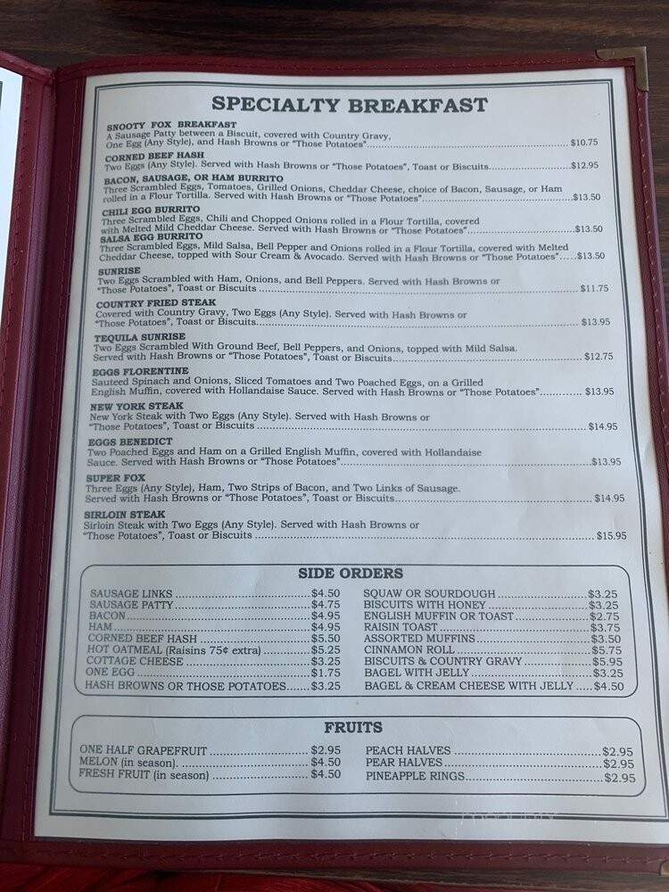 Snooty Fox - Laguna Hills, CA menu_pic