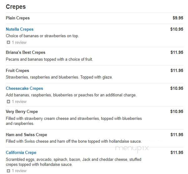 Briana's Restaurant & Pancake House - Palatine, IL menu_pic