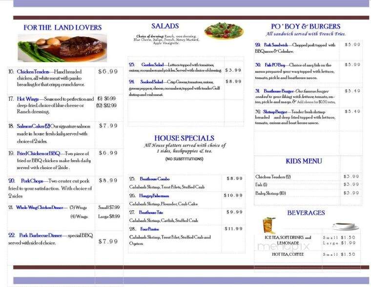 Boathouse Seafood Restaurant - Sanford, NC menu_pic