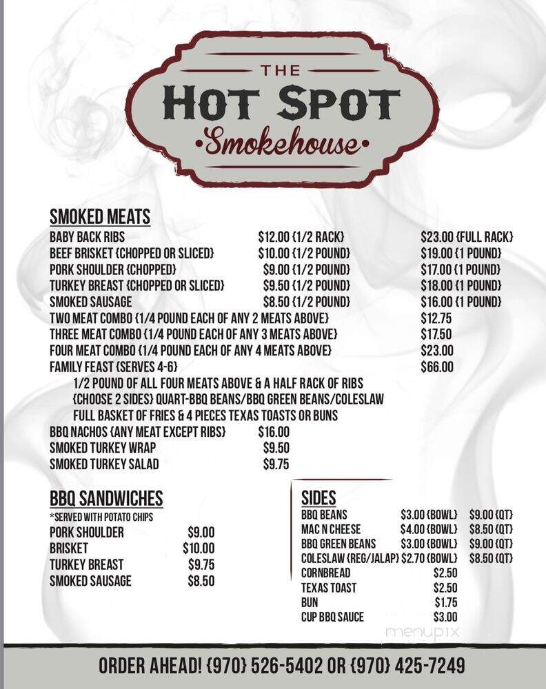 Hot Spot Smokehouse - Sterling, CO menu_pic