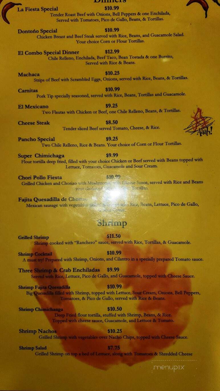 Fiesta Mexican Restaurant - Centerville, IA menu_pic