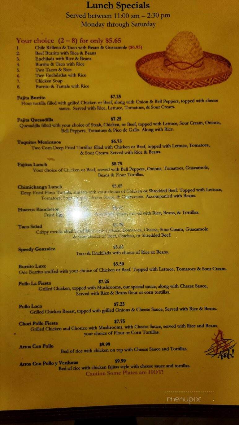 Fiesta Mexican Restaurant - Centerville, IA menu_pic