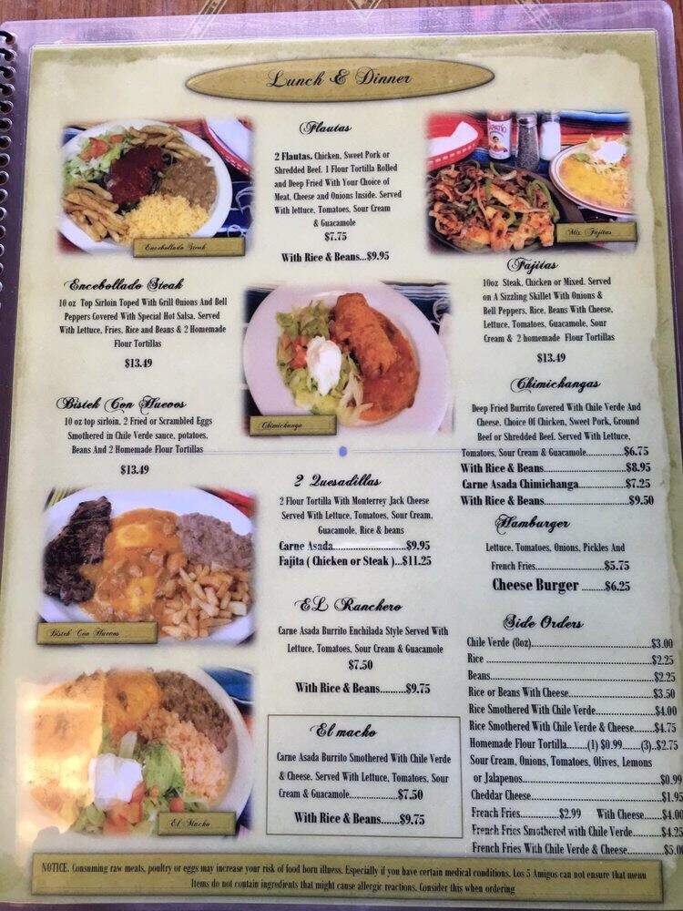 Los 5 Amigos - Richfield, UT menu_pic