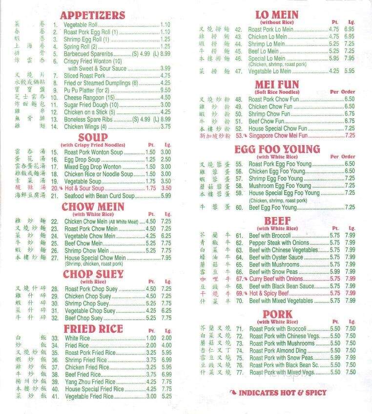 Ling Ling Chinese Restaurant - Warren, PA menu_pic