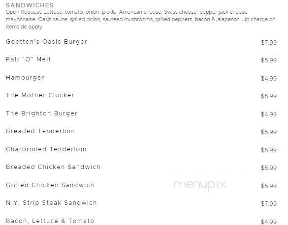 Goetten Oasis Restaurant - Carrollton, IL menu_pic