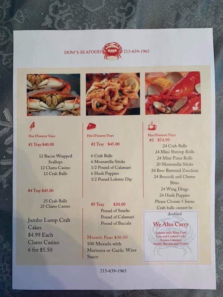 Dom's Seafood - Bensalem, PA menu_pic