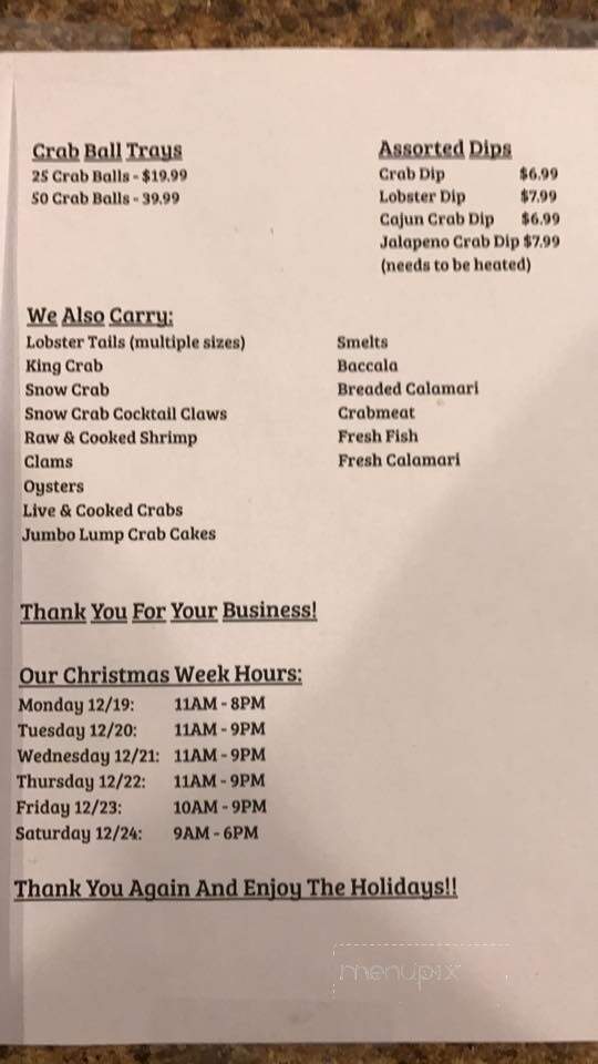 Dom's Seafood - Bensalem, PA menu_pic