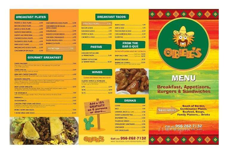 Obee's Mexican Restaurant - Elsa, TX menu_pic