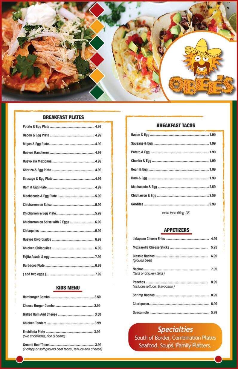 Obee's Mexican Restaurant - Elsa, TX menu_pic