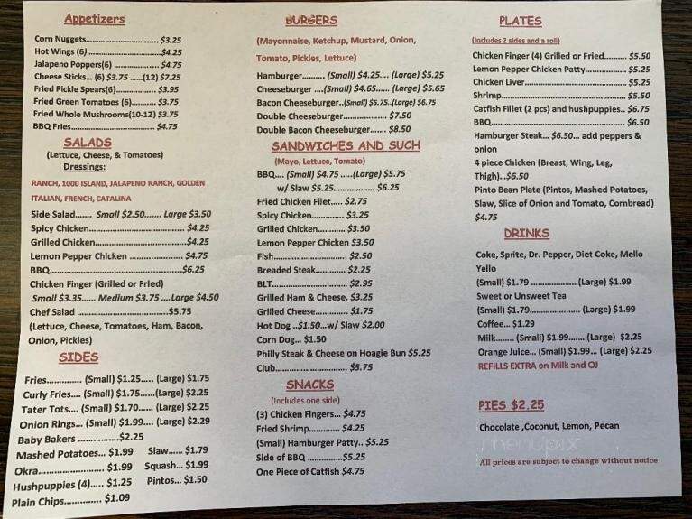 Big Time Cafe - Fort Payne, AL menu_pic