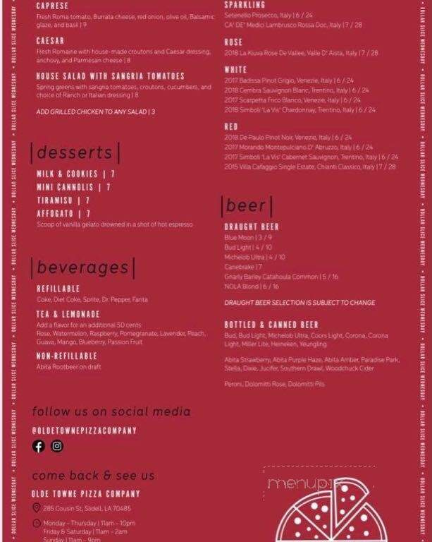 Olde Towne Pizza Company - Slidell, LA menu_pic