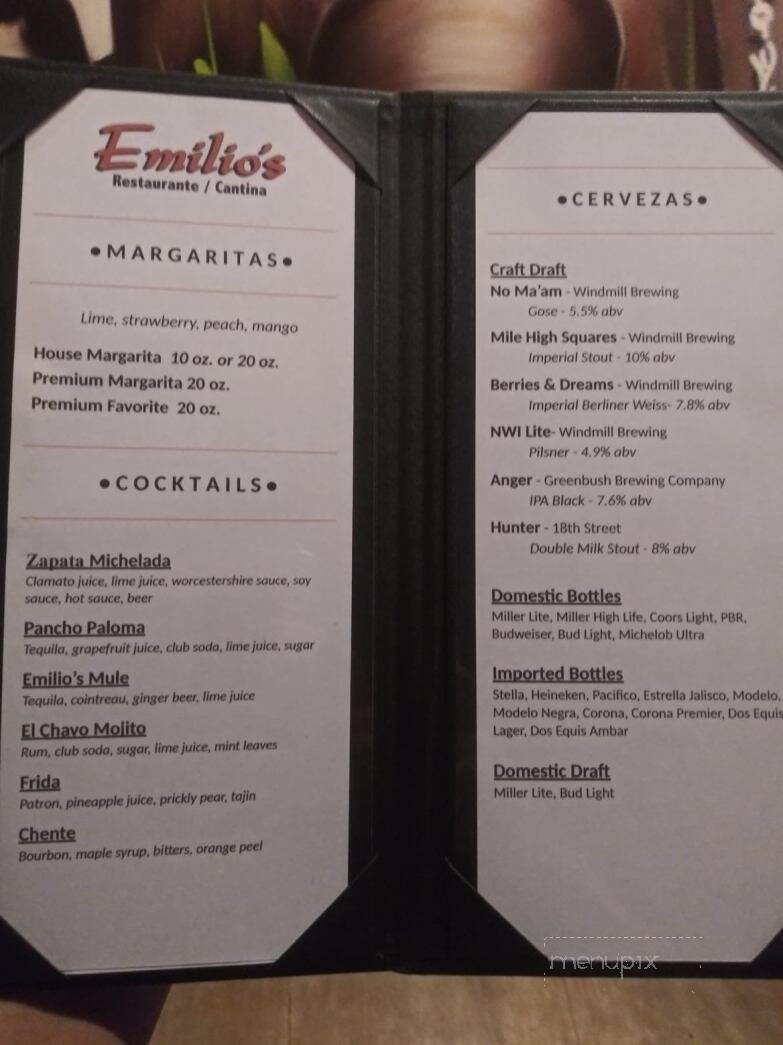 Emilio's Restaurante & Cantina - Highland, IN menu_pic