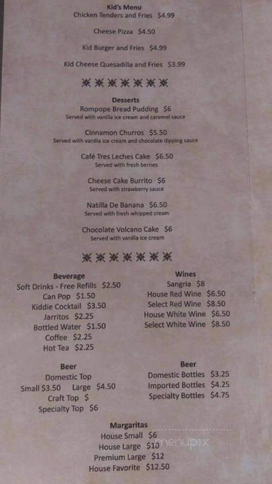 Emilio's Restaurante & Cantina - Highland, IN menu_pic