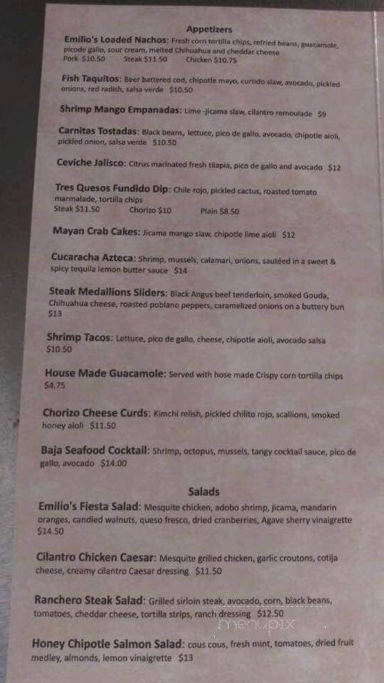 Emilio's Restaurante & Cantina - Highland, IN menu_pic