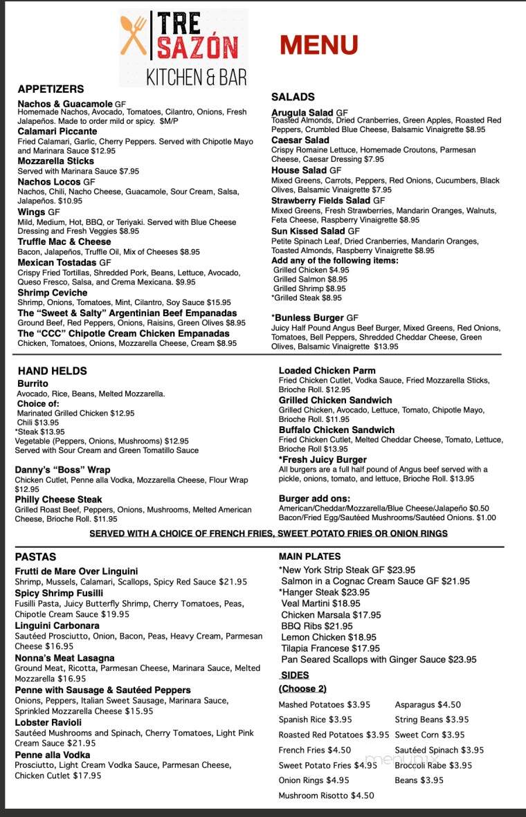 Tre Sazon Kitchen & Bar - Hawley, PA menu_pic