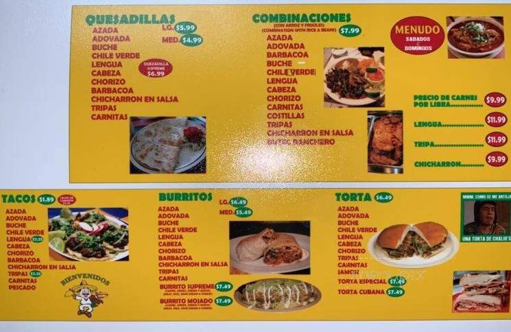 Tacos Y Tortas Chalios - Tulare, CA menu_pic