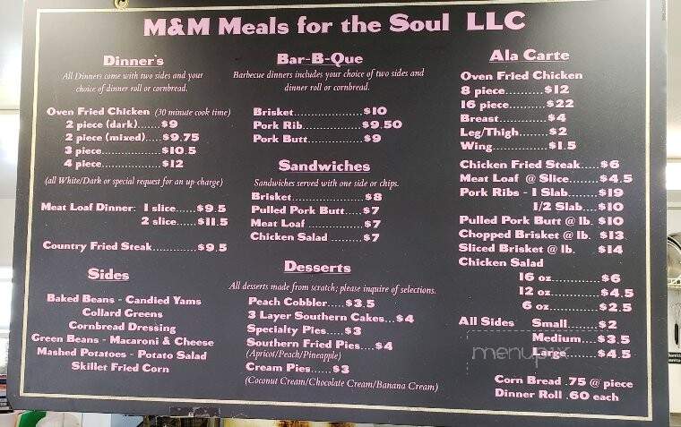 M & M Meals for the Soul - Arkansas City, KS menu_pic