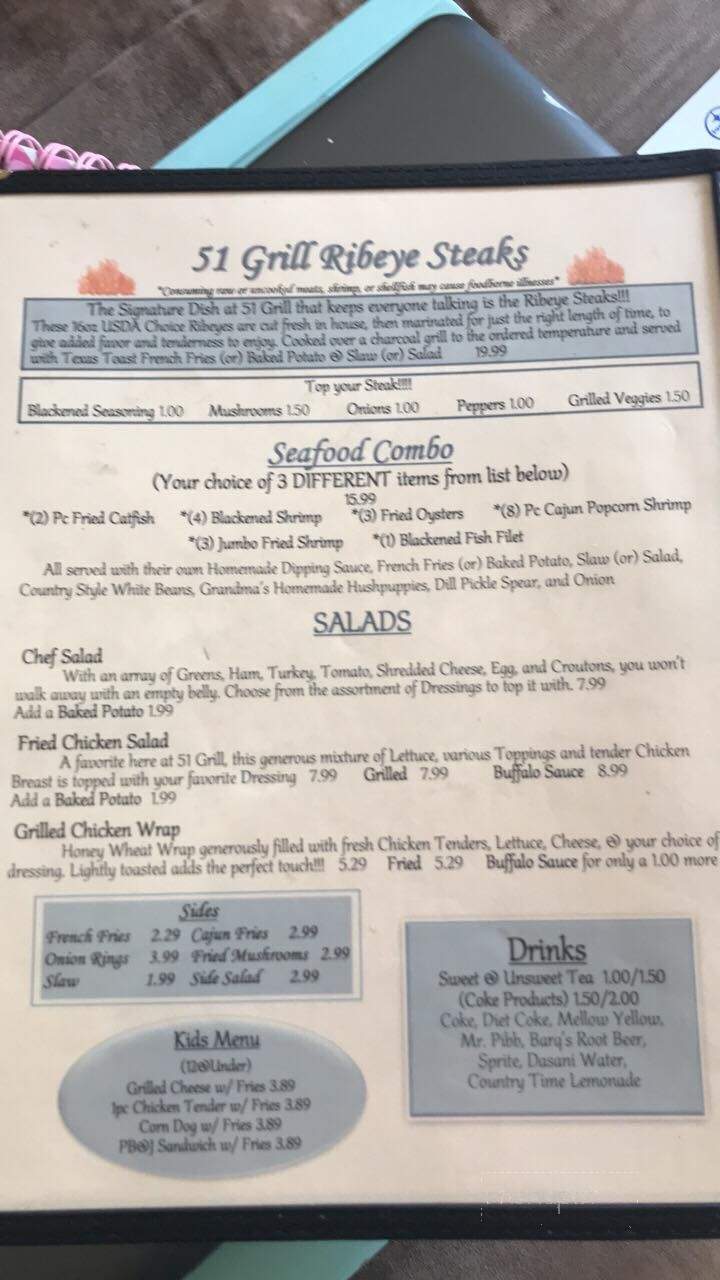 51 Grill - Bardwell, KY menu_pic