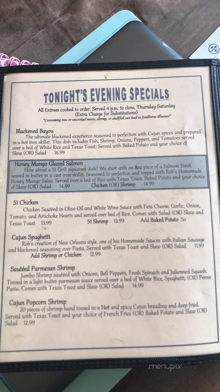 51 Grill - Bardwell, KY menu_pic